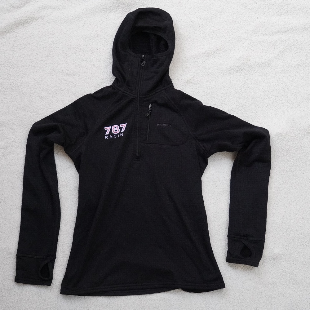 Patagonia R1 1/4 zip hoody black womens small pullover